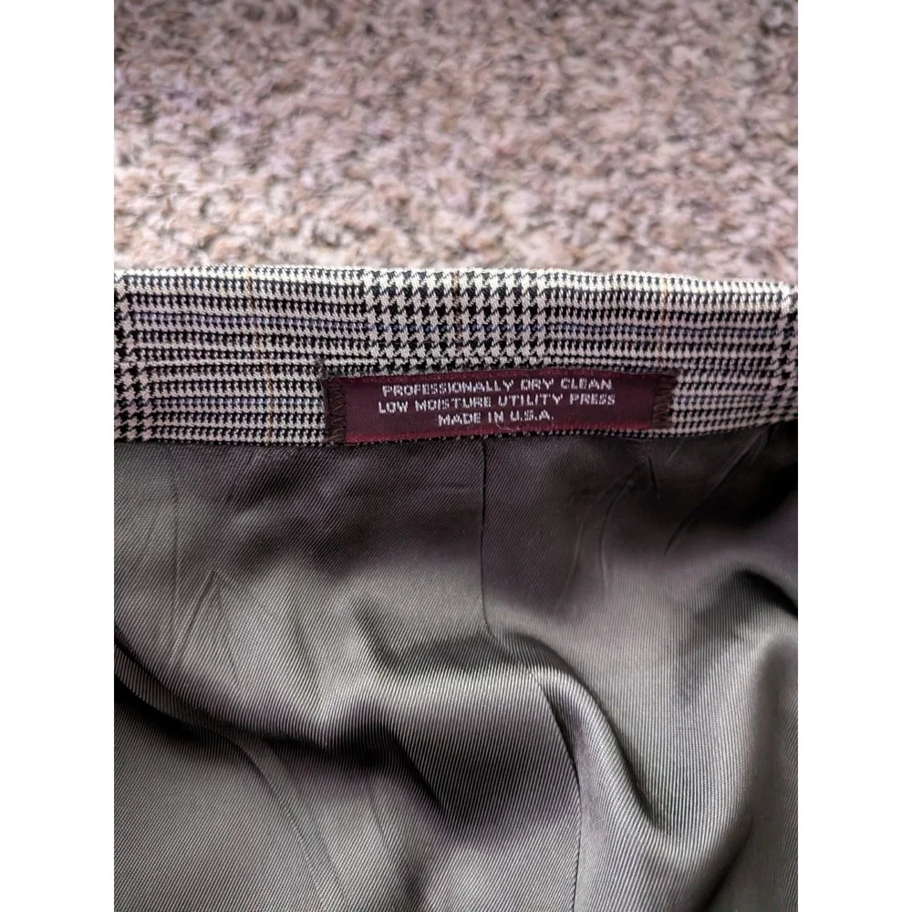 Evan Picone Blazer 42R Houndstooth Plaid Men's Suit Jacket USA